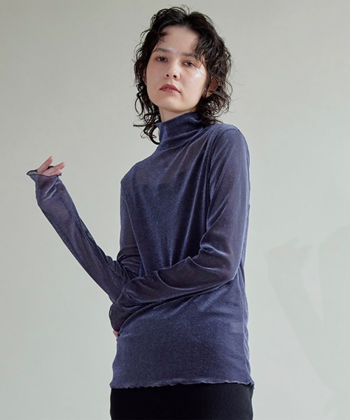 SUGAR ROSE（シュガーローズ）の「ベロアメッシュハイネックインナー（Tシャツ/カットソー・レディース・グレー系その他/ネイビー・FREE）」の4枚目の写真