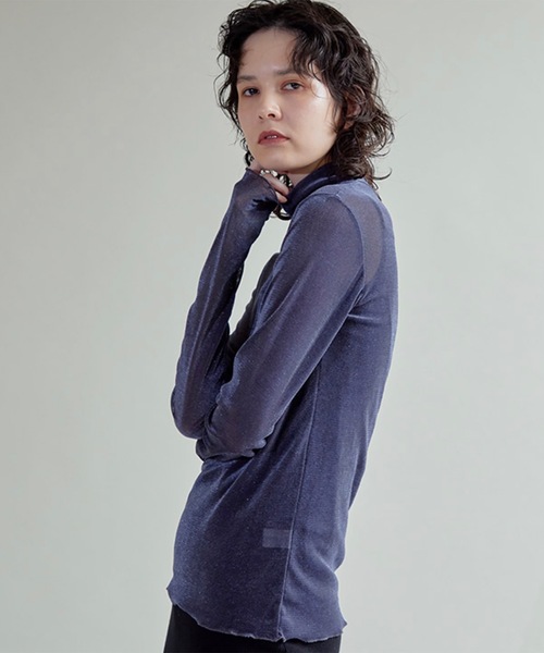 SUGAR ROSE（シュガーローズ）の「ベロアメッシュハイネックインナー（Tシャツ/カットソー・レディース・グレー系その他/ネイビー・FREE）」の6枚目の写真