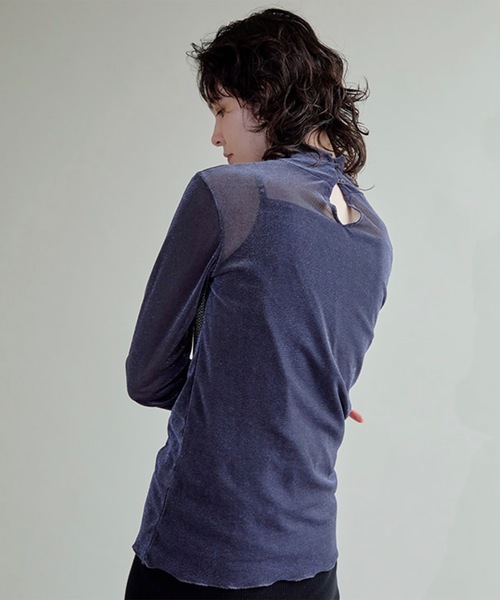 SUGAR ROSE（シュガーローズ）の「ベロアメッシュハイネックインナー（Tシャツ/カットソー・レディース・グレー系その他/ネイビー・FREE）」の7枚目の写真