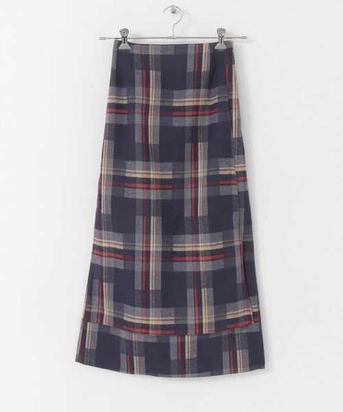 HEYUMM（ヘユム）の「チェックラップスカート（スカート・レディース・アイボリー/グリーン/ネイビー・ONE）」の3枚目の写真