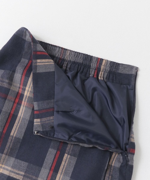 HEYUMM（ヘユム）の「チェックラップスカート（スカート・レディース・アイボリー/グリーン/ネイビー・ONE）」の7枚目の写真