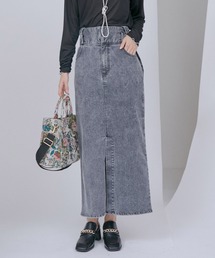 VIS | 【洗える】サスペンダー付きハイウエストデニムタイトスカート(デニムスカート)