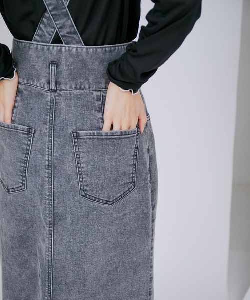 VIS(ビス)の「【洗える】サスペンダー付きハイウエストデニムタイトスカート(デニムスカート・レディース・ブルー/グレー系その他・M/S/SS)」の20枚目の写真