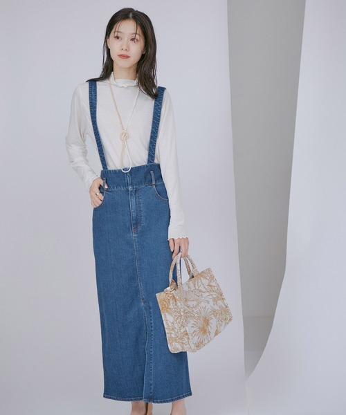 VIS(ビス)の「【洗える】サスペンダー付きハイウエストデニムタイトスカート(デニムスカート・レディース・ブルー/グレー系その他・M/S/SS)」の4枚目の写真