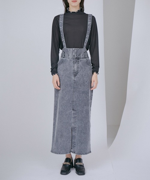 VIS(ビス)の「【洗える】サスペンダー付きハイウエストデニムタイトスカート(デニムスカート・レディース・ブルー/グレー系その他・M/S/SS)」の11枚目の写真