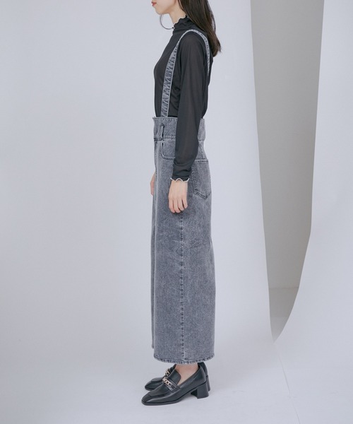 VIS(ビス)の「【洗える】サスペンダー付きハイウエストデニムタイトスカート(デニムスカート・レディース・ブルー/グレー系その他・M/S/SS)」の12枚目の写真