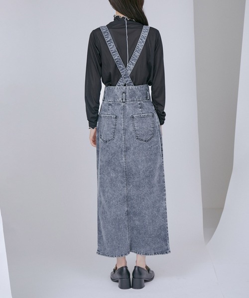 VIS(ビス)の「【洗える】サスペンダー付きハイウエストデニムタイトスカート(デニムスカート・レディース・ブルー/グレー系その他・M/S/SS)」の13枚目の写真