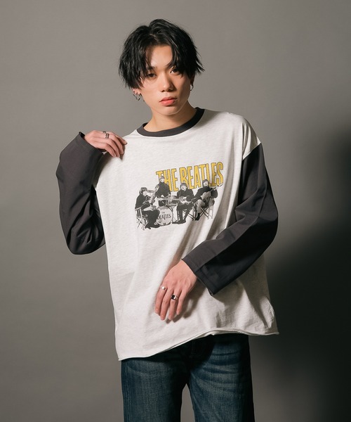 【THE BEATLES/ザ・ビートルズ 】袖配色 ビッグシルエット フォトプリント ロンT ツアーT バンドT ロックT 古着 60年代 70年代 80年代(Tシャツ/カットソー)|The Beatles(ザビートルズ) 【THE BEATLES/ザ・ビートルズ 】袖配色 ビッグシルエット フォトプリント ロンT ツアーT バンドT ロックT 古着 60年代 70年代 80年代(Tシャツ/カットソー)|The Beatles(ザビートルズ)