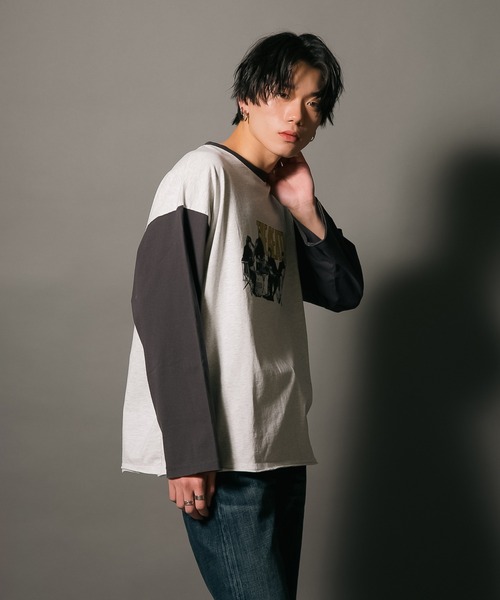 【THE BEATLES/ザ・ビートルズ 】袖配色 ビッグシルエット フォトプリント ロンT ツアーT バンドT ロックT 古着 60年代 70年代 80年代(Tシャツ/カットソー)|The Beatles(ザビートルズ) 【THE BEATLES/ザ・ビートルズ 】袖配色 ビッグシルエット フォトプリント ロンT ツアーT バンドT ロックT 古着 60年代 70年代 80年代(Tシャツ/カットソー)|The Beatles(ザビートルズ)