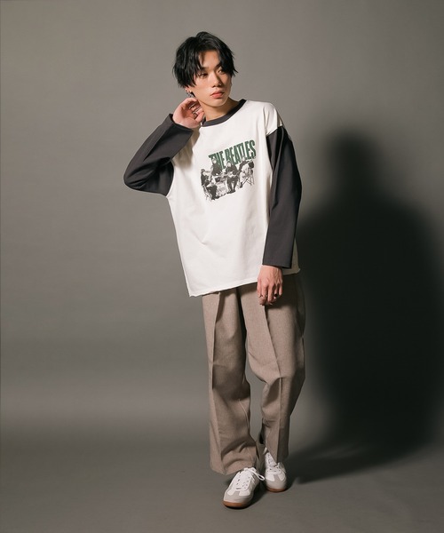 【THE BEATLES/ザ・ビートルズ 】袖配色 ビッグシルエット フォトプリント ロンT ツアーT バンドT ロックT 古着 60年代 70年代 80年代(Tシャツ/カットソー)|The Beatles(ザビートルズ) 【THE BEATLES/ザ・ビートルズ 】袖配色 ビッグシルエット フォトプリント ロンT ツアーT バンドT ロックT 古着 60年代 70年代 80年代(Tシャツ/カットソー)|The Beatles(ザビートルズ)