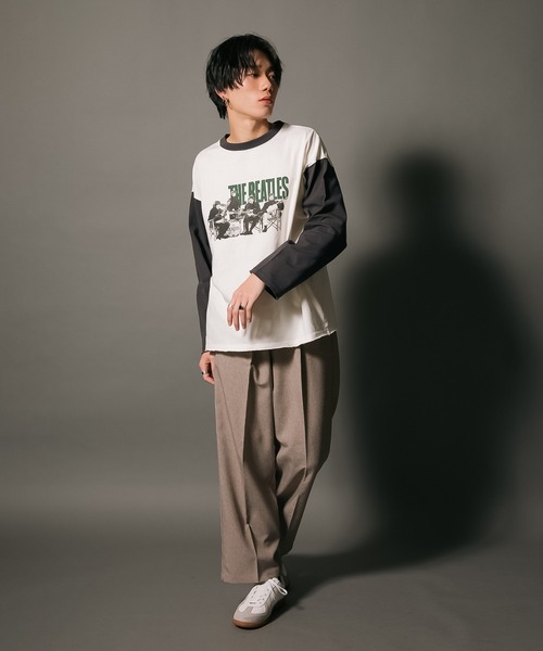 【THE BEATLES/ザ・ビートルズ 】袖配色 ビッグシルエット フォトプリント ロンT ツアーT バンドT ロックT 古着 60年代 70年代 80年代(Tシャツ/カットソー)|The Beatles(ザビートルズ) 【THE BEATLES/ザ・ビートルズ 】袖配色 ビッグシルエット フォトプリント ロンT ツアーT バンドT ロックT 古着 60年代 70年代 80年代(Tシャツ/カットソー)|The Beatles(ザビートルズ)