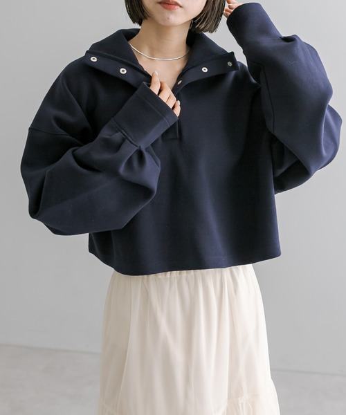 mystic(ミスティック)の「ポンチハーフスナッププルオーバー(Tシャツ/カットソー・レディース・オフホワイト/ネイビー/ベージュ・FREE)」の8枚目の写真