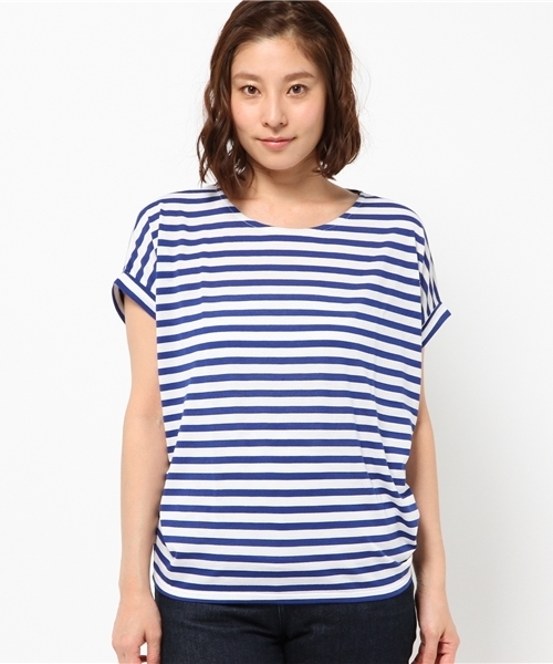 OUTLET（アウトレット）の「【CIAOPANIC TYPY】ロールアップボーダーTシャツ（Tシャツ/カットソー・レディース・ブルー・FREE）」の2枚目の写真