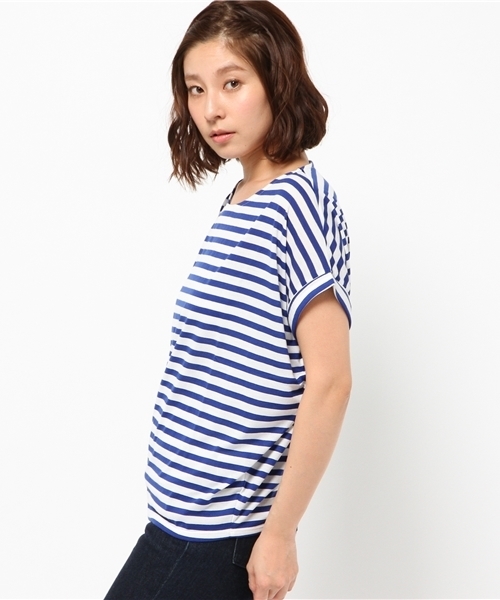 OUTLET（アウトレット）の「【CIAOPANIC TYPY】ロールアップボーダーTシャツ（Tシャツ/カットソー・レディース・ブルー・FREE）」の3枚目の写真