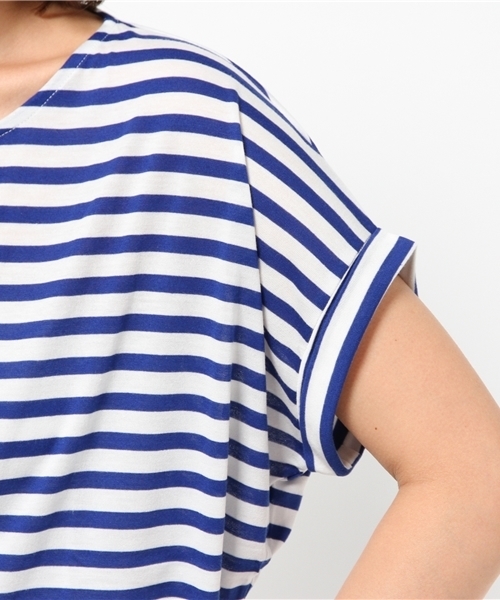 OUTLET（アウトレット）の「【CIAOPANIC TYPY】ロールアップボーダーTシャツ（Tシャツ/カットソー・レディース・ブルー・FREE）」の6枚目の写真