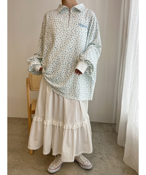 WC（ダブル シー）の「リトルフラワーハーフジップスウェット（スウェット・レディース・パープル/サックスブルー/ピンク・FREE）」の7枚目の写真