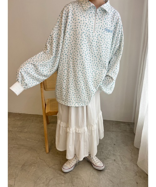 WC（ダブル シー）の「リトルフラワーハーフジップスウェット（スウェット・レディース・パープル/サックスブルー/ピンク・FREE）」の8枚目の写真