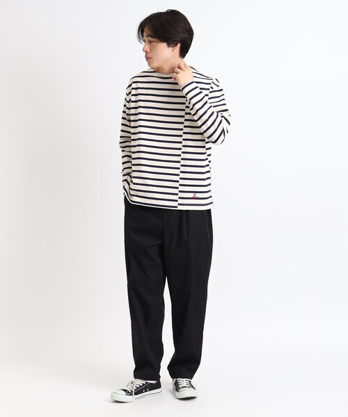 Dessin(デッサン)の「【洗える・日本製】切り替えボーダージャージ<M~L>(Tシャツ/カットソー・メンズ・ネイビー系2/レッド系4/ブラック系2・03/02)」の14枚目の写真