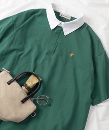 BEVERLY HILLS POLO CLUB（ビバリーヒルズポロクラブ）の「【BEVERLY HILLS POLO CLUB/ビバリーヒルズポロクラブ】 ビッグシルエット ワンポイントロゴ刺繍 無地＆ワイドボーダー柄 半袖ラガーシャツ/ポロシャツ（ポロシャツ）」
