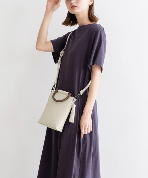 セール】ウッドハンドル2wayポシェット（ショルダーバッグ