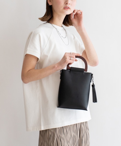 セール】ウッドハンドル2wayポシェット(ショルダーバッグ セール】ウッドハンドル2wayポシェット(ショルダーバッグ