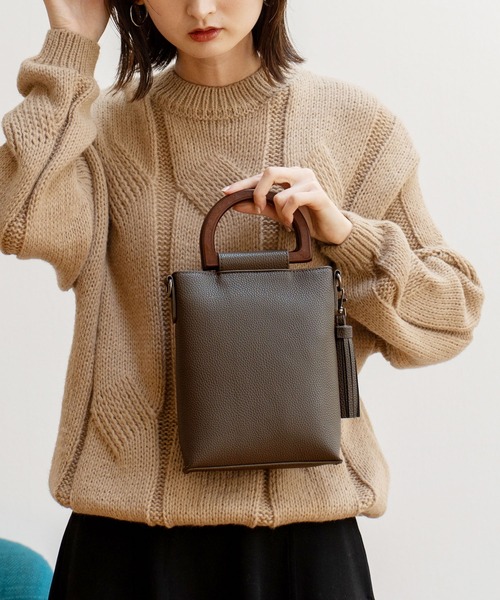 セール】ウッドハンドル2wayポシェット（ショルダーバッグ