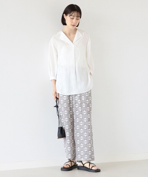 Ray BEAMS（レイビームス）の「Ray BEAMS / リネン スキッパー シャツ（シャツ/ブラウス・レディース・ブルー/ブラック/ホワイト/ミント・ONE SIZE）」の5枚目の写真