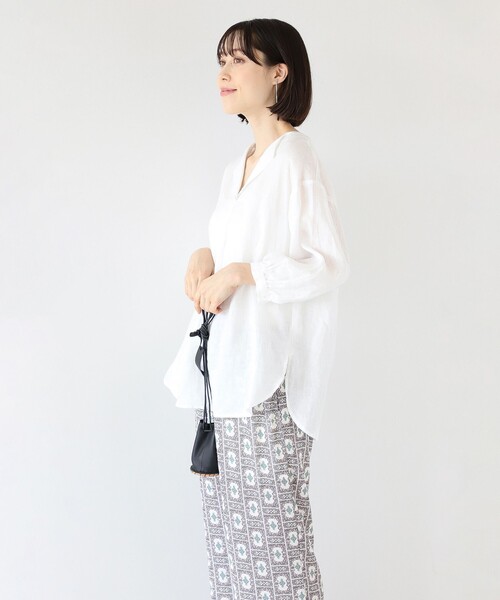 Ray BEAMS（レイビームス）の「Ray BEAMS / リネン スキッパー シャツ（シャツ/ブラウス・レディース・ブルー/ブラック/ホワイト/ミント・ONE SIZE）」の8枚目の写真