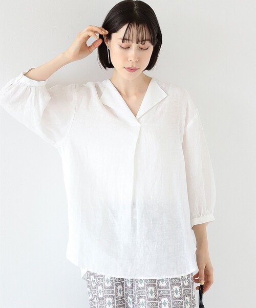 Ray BEAMS（レイビームス）の「Ray BEAMS / リネン スキッパー シャツ（シャツ/ブラウス・レディース・ブルー/ブラック/ホワイト/ミント・ONE SIZE）」の9枚目の写真