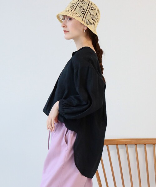 Ray BEAMS（レイビームス）の「Ray BEAMS / リネン スキッパー シャツ（シャツ/ブラウス・レディース・ブルー/ブラック/ホワイト/ミント・ONE SIZE）」の16枚目の写真