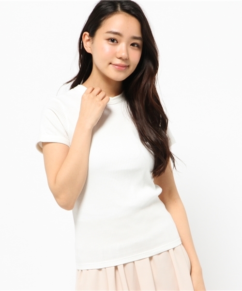 mystic(ミスティック)の「テレコTee(Tシャツ/カットソー・レディース・ホワイト/グレー/ブラック・フリ-)」の1枚目の写真