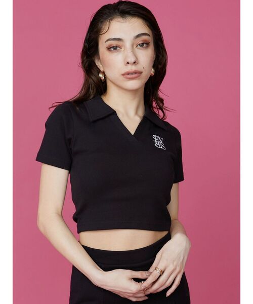 EVRIS（エヴリス）の「シャツショートトップス（Tシャツ/カットソー・レディース・ホワイト/ブラック/ネイビー・FREE）」の5枚目の写真