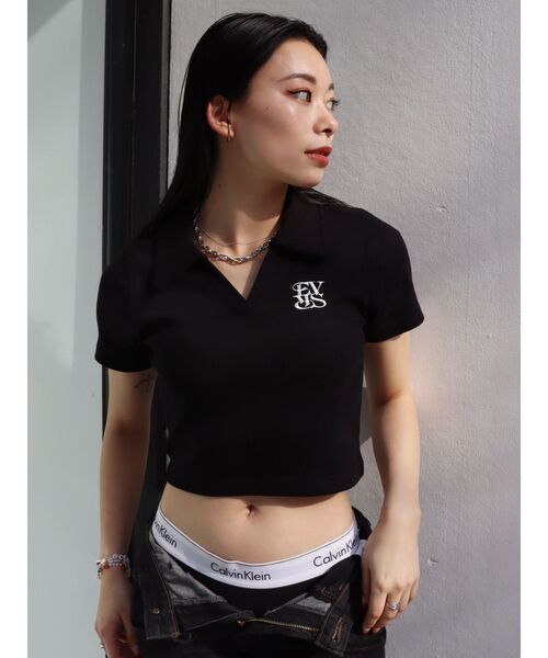 EVRIS（エヴリス）の「シャツショートトップス（Tシャツ/カットソー・レディース・ホワイト/ブラック/ネイビー・FREE）」の11枚目の写真