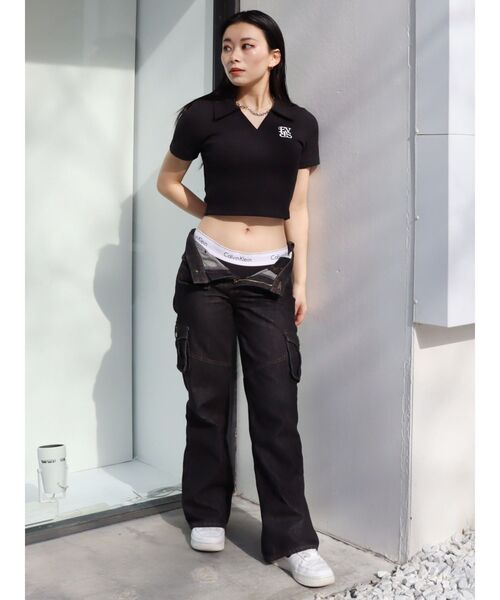 EVRIS（エヴリス）の「シャツショートトップス（Tシャツ/カットソー・レディース・ホワイト/ブラック/ネイビー・FREE）」の12枚目の写真