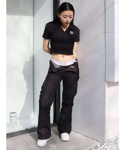 EVRIS（エヴリス）の「シャツショートトップス（Tシャツ/カットソー・レディース・ホワイト/ブラック/ネイビー・FREE）」の13枚目の写真