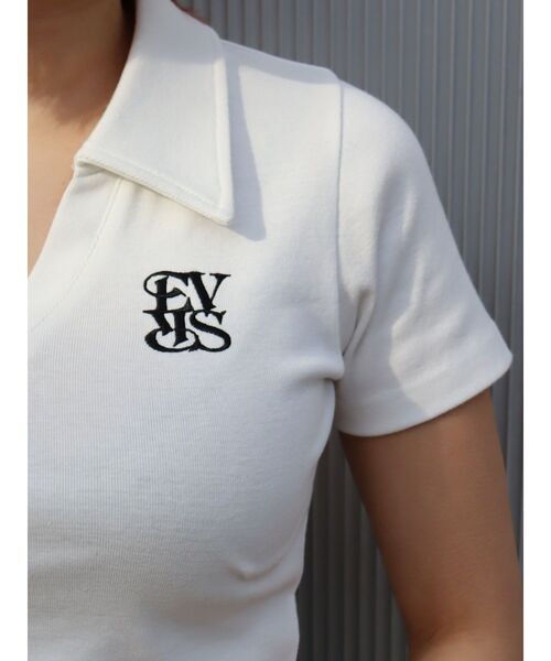 EVRIS（エヴリス）の「シャツショートトップス（Tシャツ/カットソー・レディース・ホワイト/ブラック/ネイビー・FREE）」の14枚目の写真