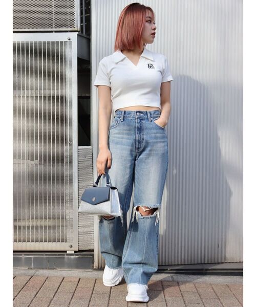 EVRIS（エヴリス）の「シャツショートトップス（Tシャツ/カットソー・レディース・ホワイト/ブラック/ネイビー・FREE）」の18枚目の写真