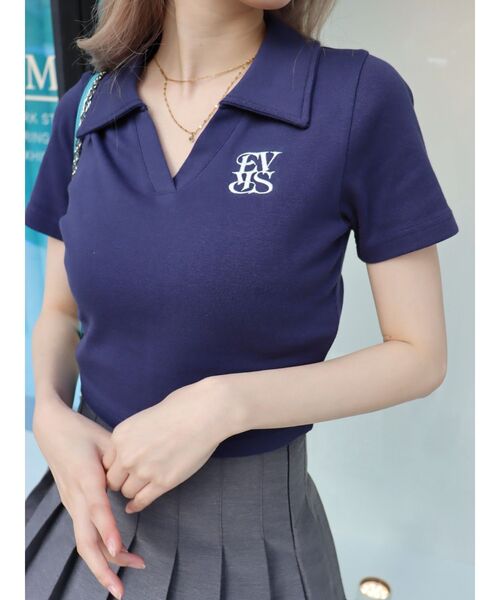 EVRIS（エヴリス）の「シャツショートトップス（Tシャツ/カットソー・レディース・ホワイト/ブラック/ネイビー・FREE）」の20枚目の写真