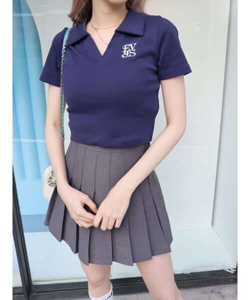 EVRIS（エヴリス）の「シャツショートトップス（Tシャツ/カットソー・レディース・ホワイト/ブラック/ネイビー・FREE）」の22枚目の写真