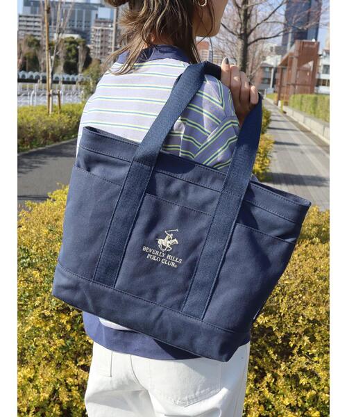 BEVERLY HILLS POLO CLUB（ビバリーヒルズポロクラブ）の「B.H POLO CLUB キャンバストートBAG（トートバッグ・レディース・グレー/ネイビー・FREE）」の7枚目の写真