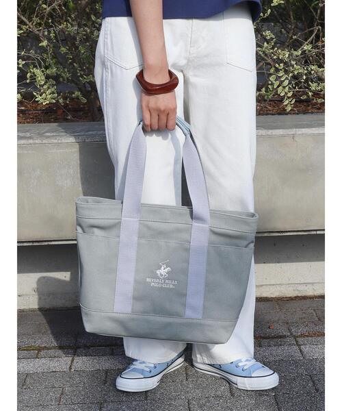 BEVERLY HILLS POLO CLUB（ビバリーヒルズポロクラブ）の「B.H POLO CLUB キャンバストートBAG（トートバッグ・レディース・グレー/ネイビー・FREE）」の9枚目の写真