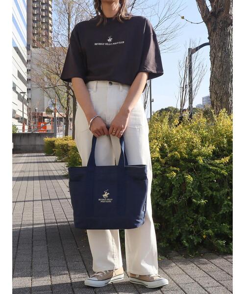 BEVERLY HILLS POLO CLUB（ビバリーヒルズポロクラブ）の「B.H POLO CLUB キャンバストートBAG（トートバッグ・レディース・グレー/ネイビー・FREE）」の10枚目の写真