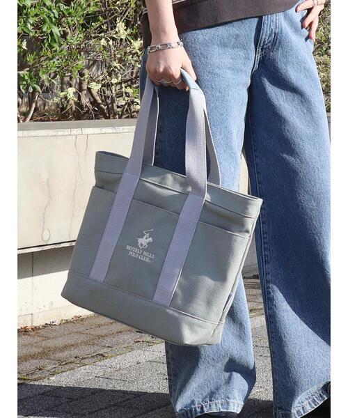 BEVERLY HILLS POLO CLUB（ビバリーヒルズポロクラブ）の「B.H POLO CLUB キャンバストートBAG（トートバッグ・レディース・グレー/ネイビー・FREE）」の11枚目の写真