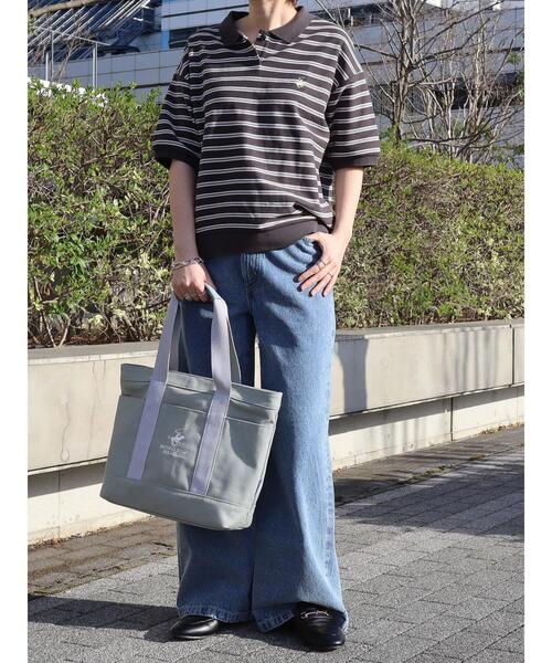 BEVERLY HILLS POLO CLUB（ビバリーヒルズポロクラブ）の「B.H POLO CLUB キャンバストートBAG（トートバッグ・レディース・グレー/ネイビー・FREE）」の12枚目の写真