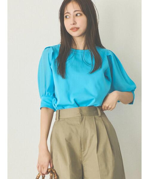 Te chichi（テチチ）の「【スタイル美人カットソー】シアースリーブカットソー（Tシャツ/カットソー・レディース・チャコールグレー/オフホワイト/ブルー・ﾌﾘ-）」の4枚目の写真