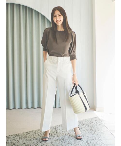 Te chichi（テチチ）の「【スタイル美人カットソー】シアースリーブカットソー（Tシャツ/カットソー・レディース・チャコールグレー/オフホワイト/ブルー・ﾌﾘ-）」の6枚目の写真