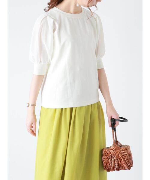 Te chichi（テチチ）の「【スタイル美人カットソー】シアースリーブカットソー（Tシャツ/カットソー・レディース・チャコールグレー/オフホワイト/ブルー・ﾌﾘ-）」の17枚目の写真