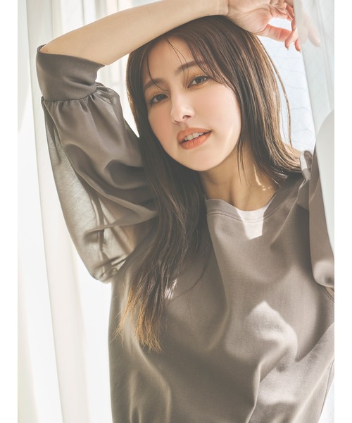 Te chichi（テチチ）の「【スタイル美人カットソー】シアースリーブカットソー（Tシャツ/カットソー・レディース・チャコールグレー/オフホワイト/ブルー・ﾌﾘ-）」の3枚目の写真