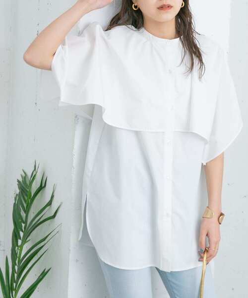 KBF（ケイビーエフ）の「2WAYマントブラウス（シャツ/ブラウス・レディース・グリーン系その他/ブラック/オフホワイト・ONE）」の8枚目の写真