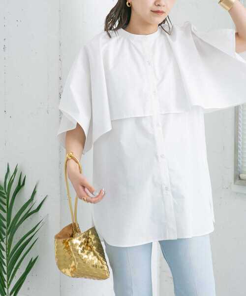 KBF（ケイビーエフ）の「2WAYマントブラウス（シャツ/ブラウス・レディース・グリーン系その他/ブラック/オフホワイト・ONE）」の9枚目の写真